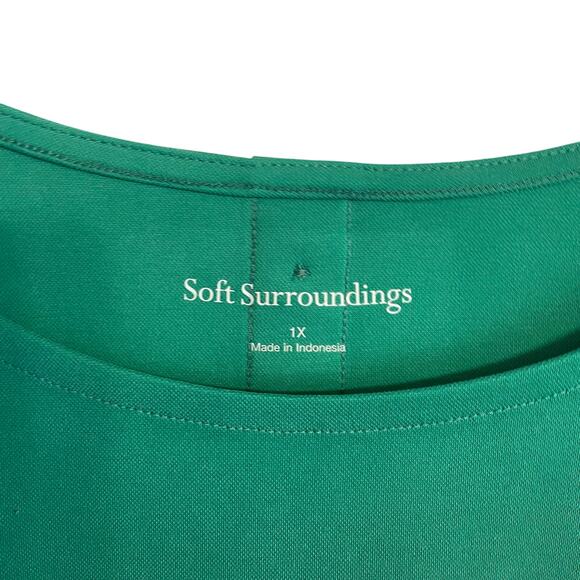 Soft Surroundings Green Tunic Button Back Pockets Long Shirt Top 1X Plus NEW - Picture 5 of 7
